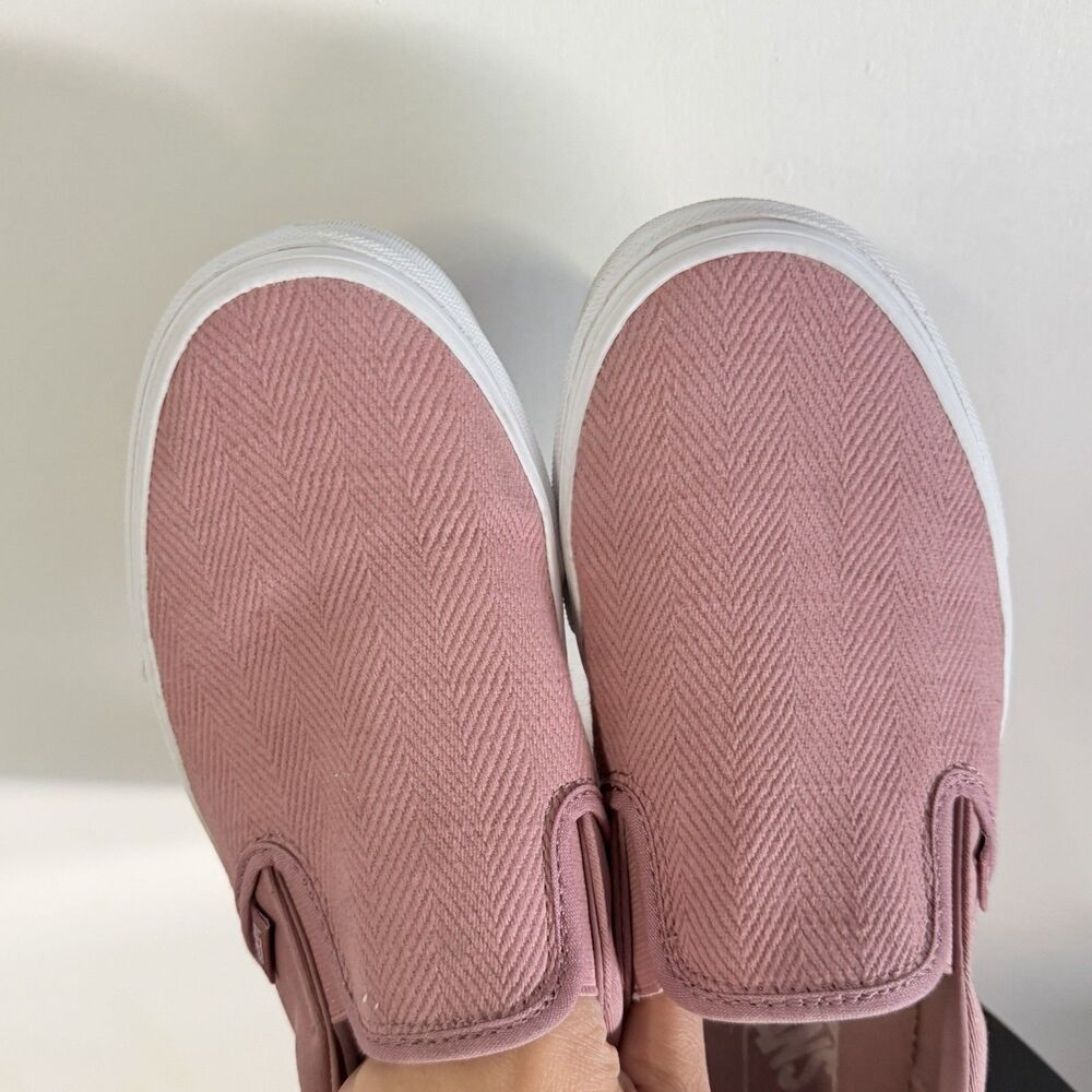 Vans Classic Slip-On Pink Herringbone Sneakers Women’s 9.5 (Men’s 8) Low Top - Picture 8 of 15